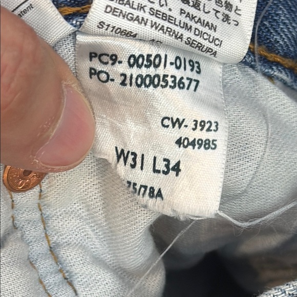 Levi's Classic 501 Button Fly Blue Straight Jeans Classic Fit - Picture 9 of 13